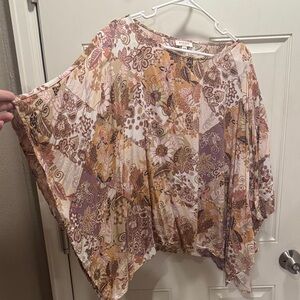 ANDREE BY UNIT Floral Patchwork Tunic Top - Pink, Tan, Brown